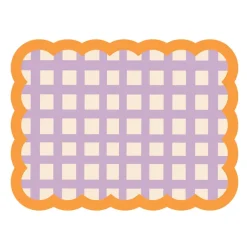 Set De Table Biscotti A Carreaux - 38 Cm X 48 Cm -Lilas & Orange-Fleux Hot