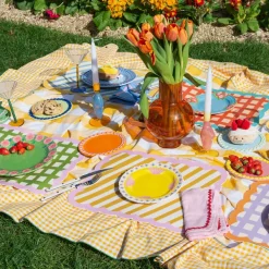 Set De Table Biscotti A Carreaux - 38 Cm X 48 Cm -Lilas & Orange-Fleux Hot