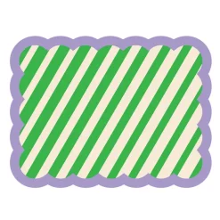 Set De Table Biscotti A Rayures - 38 Cm X 48 Cm - Vert & Violet-Fleux Hot