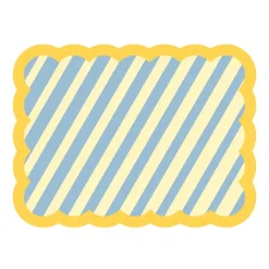 Set De Table Biscotti A Rayures - 38 Cm X 48 Cm - Bleu & Jaune-Fleux Sale