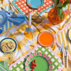 Set De Table Biscotti A Rayures - 38 Cm X 48 Cm - Bleu & Jaune-Fleux Sale