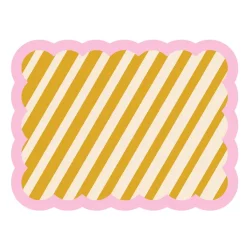 Set De Table Biscotti A Rayures - 38 Cm X 48 Cm - Ocre & Rose-Fleux Outlet