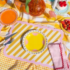 Set De Table Biscotti A Rayures - 38 Cm X 48 Cm - Ocre & Rose-Fleux Outlet