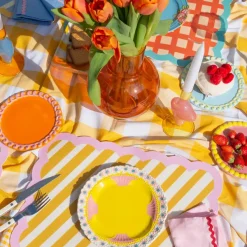 Set De Table Biscotti A Rayures - 38 Cm X 48 Cm - Ocre & Rose-Fleux Outlet