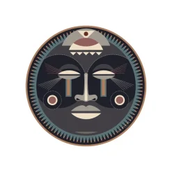 Set De Table Masque Africain Massai En Vinyle - O 38 Cm - Noir-Pôdevache New