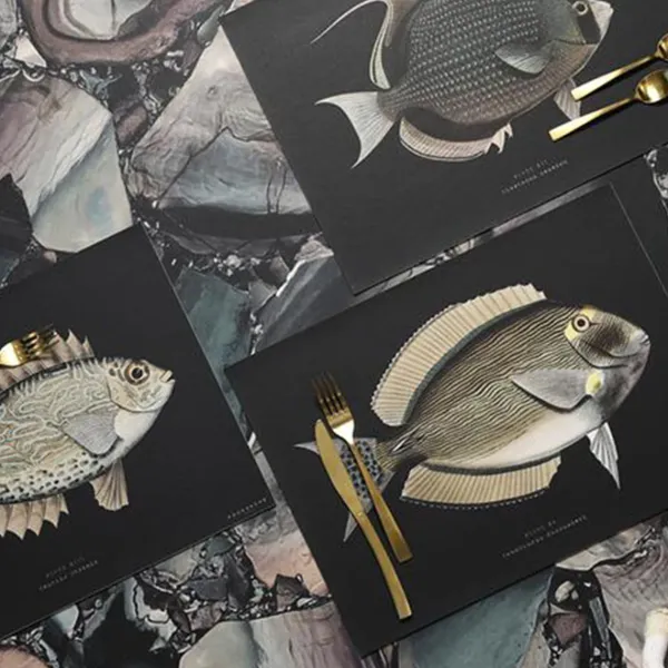 Set De Table Rectangle Poisson Mystery En Vinyle - 33 X 45 Cm - Noir-Pôdevache Discount