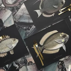 Set De Table Rectangle Poisson Secret En Vinyle - 33 X 45 Cm - Noir-Pôdevache Sale