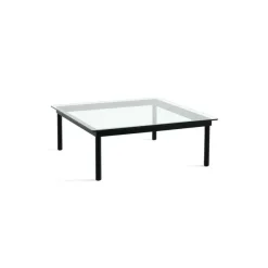 Table Basse Kofi Chene Massif Noir & Verre Clair - L 100 X L 100 X H 36 Cm-Hay Best