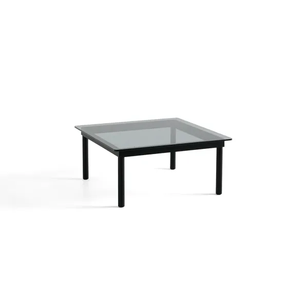 Table Basse Kofi Chene Massif Noir & Verre Teinte Gris - L 80 X L 80 X H 36 Cm-Hay