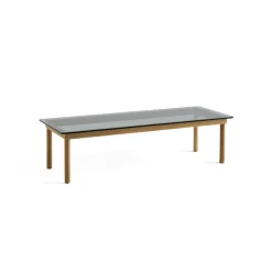 Table Basse Kofi Chene Massif & Verre Teinte Gris - L 140 X L 50 X H 36 Cm-Hay Outlet