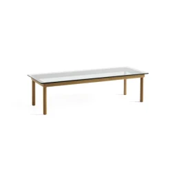 Table Basse Kofi Chene Massif & Verre Clair - L 140 X L 50 X H 36 Cm-Hay Discount