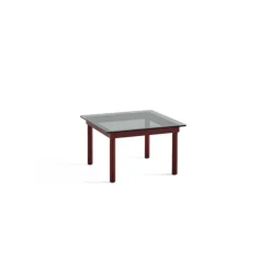 Table Basse Kofi Chene Massif Rouge Grange & Verre Teinte Gris - L 60 X L 60 X H 36 Cm-Hay Discount