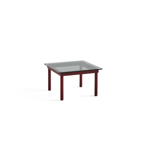 Table Basse Kofi Chene Massif Rouge Grange & Verre Teinte Gris - L 60 X L 60 X H 36 Cm-Hay Discount
