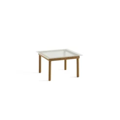 Table Basse Kofi Chene Massif & Verre Roseau Transparent - L 60 X L 60 X H 36 Cm-Hay Outlet