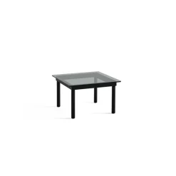 Table Basse Kofi Chene Massif Noir & Verre Teinte Gris - L 60 X L 60 X H 36 Cm-Hay Online