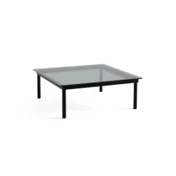Table Basse Kofi Chene Massif Noir & Verre Teinte Gris - L 100 X L 100 X H 36 Cm-Hay Clearance