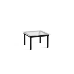 Table Basse Kofi Chene Massif Noir & Verre Roseau Clair - L 60 X L 60 X H 36 Cm-Hay Discount