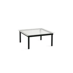 Table Basse Kofi Chene Massif Noir & Verre Roseau Clair - L 80 X L 80 X H 36 Cm-Hay Hot