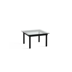 Table Basse Kofi Chene Massif Noir & Verre Clair - L 60 X L 60 X H 36 Cm-Hay Discount