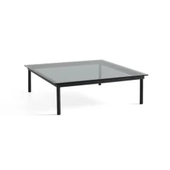 Table Basse Kofi Chene Massif Noir & Verre Teinte Gris - L 120 X L 120 X H 36 Cm-Hay Outlet
