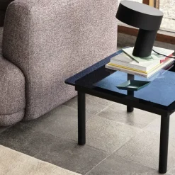 Table Basse Kofi Chene Massif Noir & Verre Teinte Gris - L 120 X L 120 X H 36 Cm-Hay Outlet