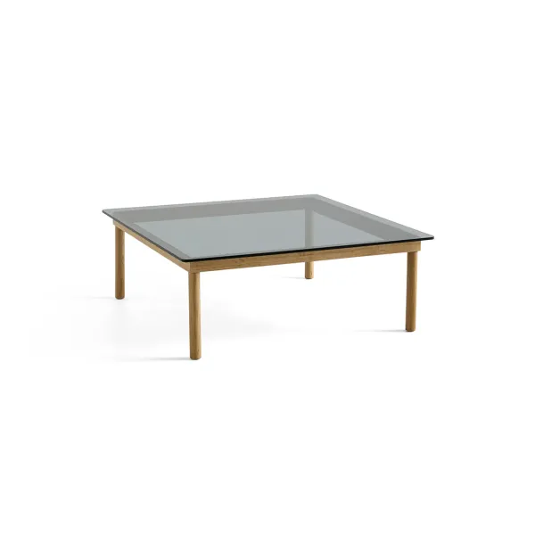 Table Basse Kofi Chene Massif & Verre Teinte Gris - L 100 X L 100 X H 36 Cm-Hay Outlet