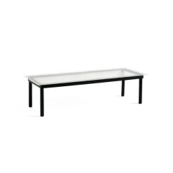 Table Basse Kofi Chene Massif Noir & Verre Roseau Clair - L 140 X L 50 X H 36 Cm-Hay Hot
