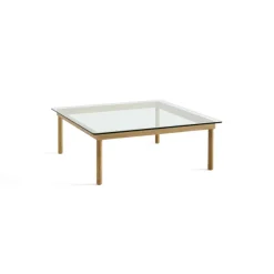 Table Basse Kofi Chene Massif & Verre Clair - L 100 X L 100 X H 36 Cm-Hay Sale