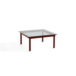 Table Basse Kofi Chene Massif Rouge Grange & Verre Teinte Gris - L 80 X L 80 X H 36 Cm-Hay Discount