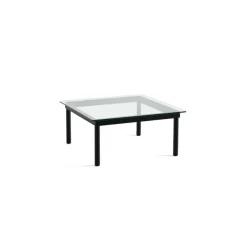 Table Basse Kofi Chene Massif Noir & Verre Clair - L 80 X L 80 X H 36 Cm-Hay Discount