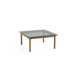 Table Basse Kofi Chene Massif & Verre Teinte Gris - L 80 X L 80 X H 36 Cm-Hay