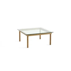 Table Basse Kofi Chene Massif & Verre Clair - L 80 X L 80 X H 36 Cm-Hay Online