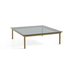 Table Basse Kofi Chene Massif & Verre Teinte Gris - L 120 X L 120 X H 36 Cm-Hay