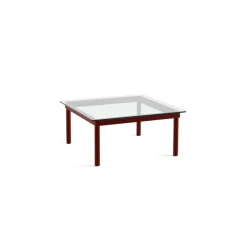 Table Basse Kofi Chene Massif Rouge Grange & Verre Clair - L 80 X L 80 X H 36 Cm-Hay Best
