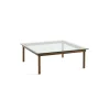 Table Basse Kofi Noyer Massif & Verre Clair - L 100 X L 100 X H 36 Cm-Hay New