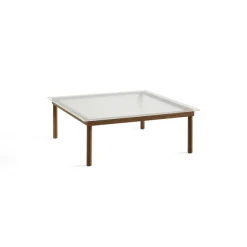 Table Basse Kofi Noyer Massif & Verre Roseau Transparent - L 100 X L 100 X H 36 Cm-Hay Outlet