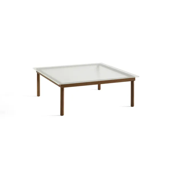 Table Basse Kofi Noyer Massif & Verre Roseau Transparent - L 100 X L 100 X H 36 Cm-Hay Outlet