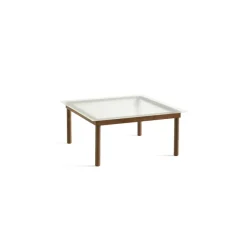 Table Basse Kofi Noyer Massif & Verre Roseau Transparent - L 80 X L 80 X H 36 Cm-Hay Discount