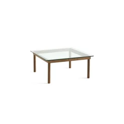 Table Basse Kofi Noyer Massif & Verre Clair - L 80 X L 80 X H 36 Cm-Hay Online