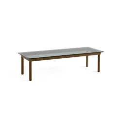 Table Basse Kofi Noyer Massif & Verre Teinte Gris - L 140 X L 50 X H 36 Cm-Hay Online