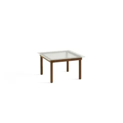 Table Basse Kofi Noyer Massif & Verre Roseau Transparent - L 60 X L 60 X H 36 Cm-Hay Clearance