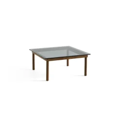 Table Basse Kofi Noyer Massif & Verre Teinte Gris - L 80 X L 80 X H 36 Cm-Hay Sale
