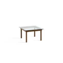 Table Basse Kofi Noyer Massif & Verre Clair - L 60 X L 60 X H 36 Cm-Hay Discount