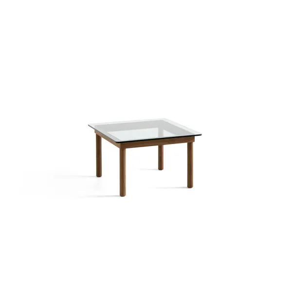 Table Basse Kofi Noyer Massif & Verre Clair - L 60 X L 60 X H 36 Cm-Hay Discount