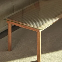 Table Basse Kofi Noyer Massif & Verre Clair - L 60 X L 60 X H 36 Cm-Hay Discount