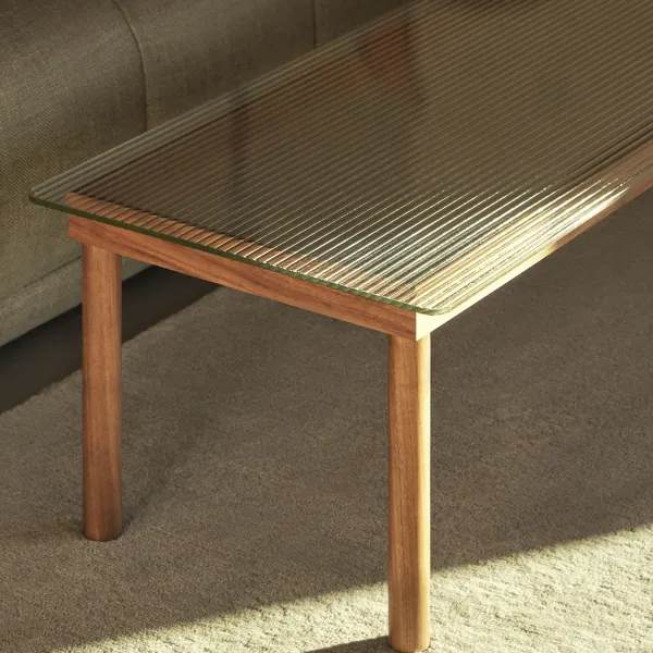 Table Basse Kofi Noyer Massif & Verre Clair - L 60 X L 60 X H 36 Cm-Hay Discount