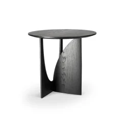 Table D'Appoint Geometric En Chene Noir Verni - O 51 X H 50 Cm-Ethnicraft Outlet