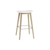 Tabouret De Bar Fiber Pieds Bois Naturel + Assise Blanc-Muuto New