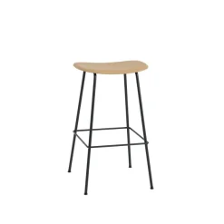 Tabouret De Bar Fiber Tabouret Tube Noir + Assise Ocre-Muuto