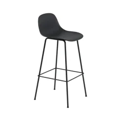 Tabouret De Bar Fiber Tube Noir + Dossier Noir-Muuto Sale
